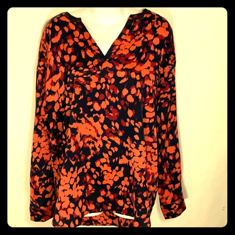 Black Burnt Orange and Red Business Casual Top !